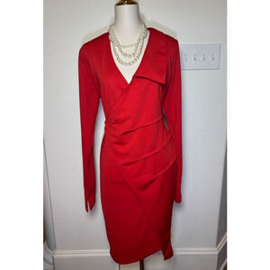 MISSLOOK Red Structured Wrap Dress Size Large